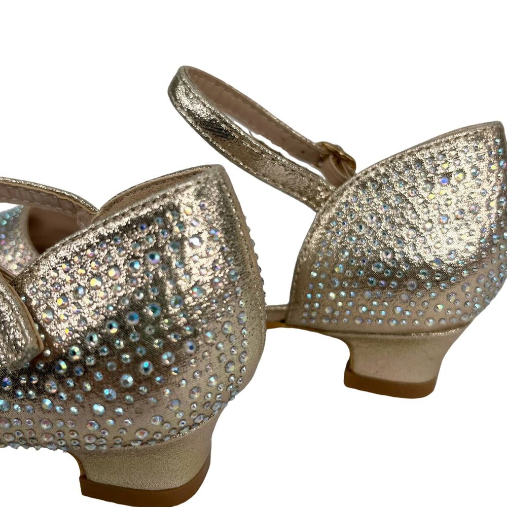 Badgley Mischka Girls Metallic Dress Shoes 3 Rhinestones Light Gold BM84031 - Picture 13 of 14